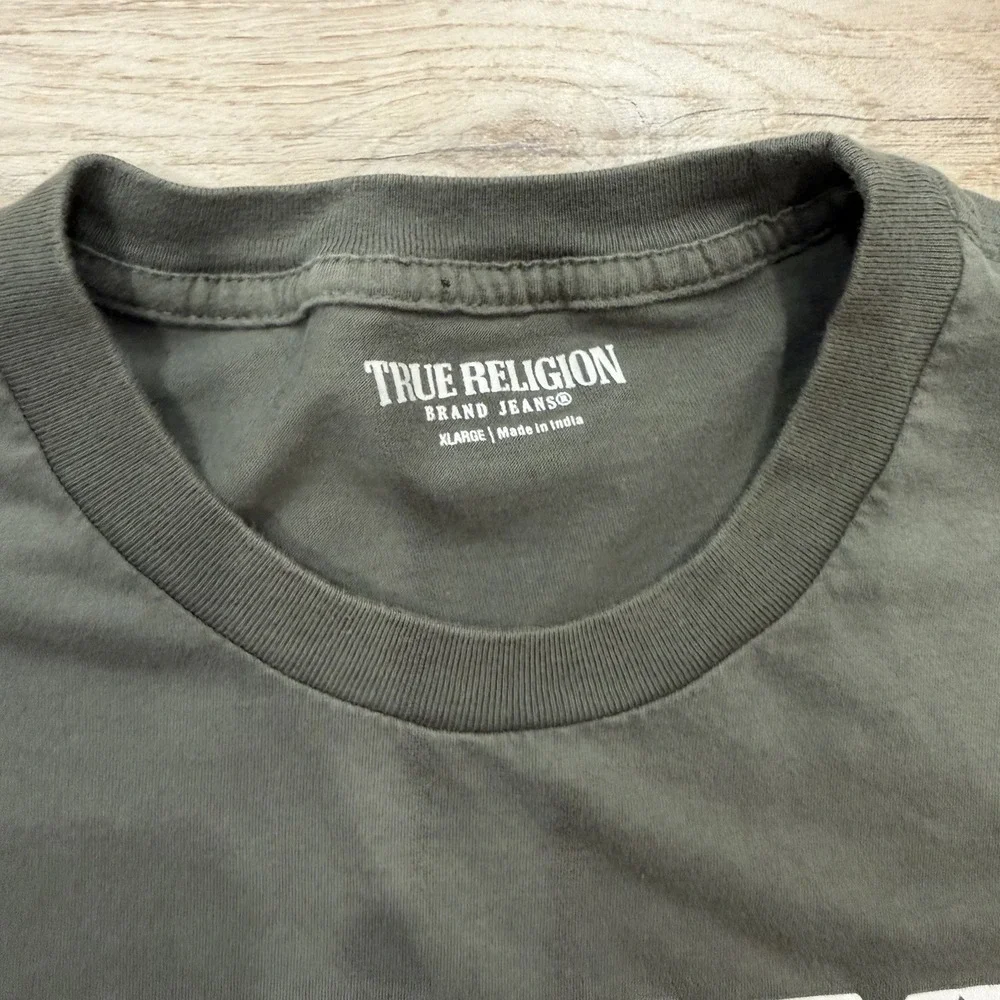 True Religion Dotted True 02 Tee Green Graphic Logo Buddha T-Shirt Men's XL